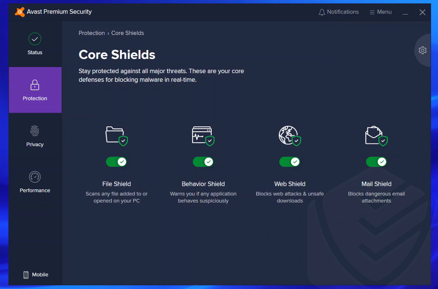 Avast Core Shields Configuration