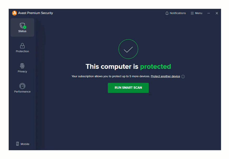 Avast Premium Security Interface