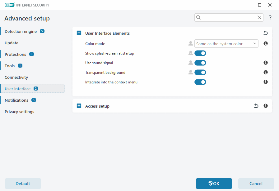 ESET Internet Security User Elements