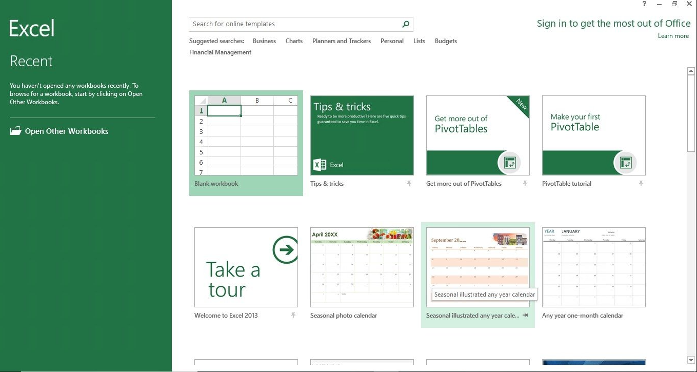 Office 2013 Professional Plus – Excel Interface