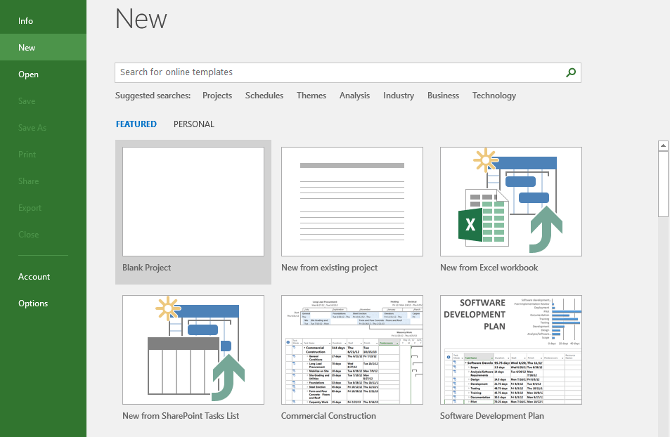 Project 2019 Professional – Interface