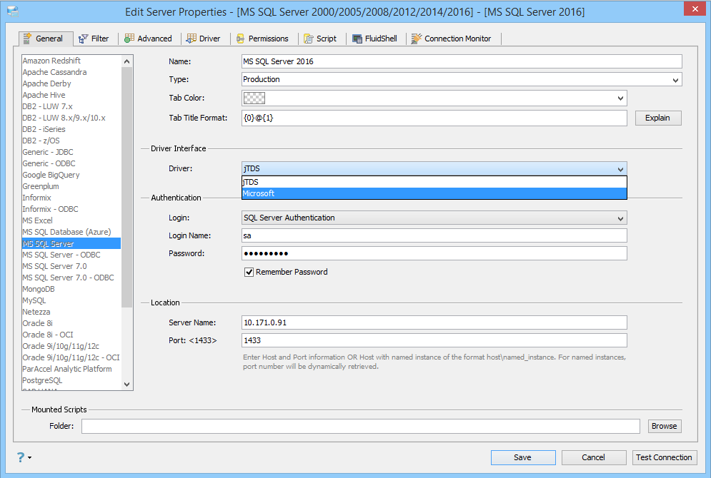 SQL Server Properties