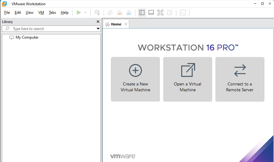 VMware Workstation 16 Pro Interface