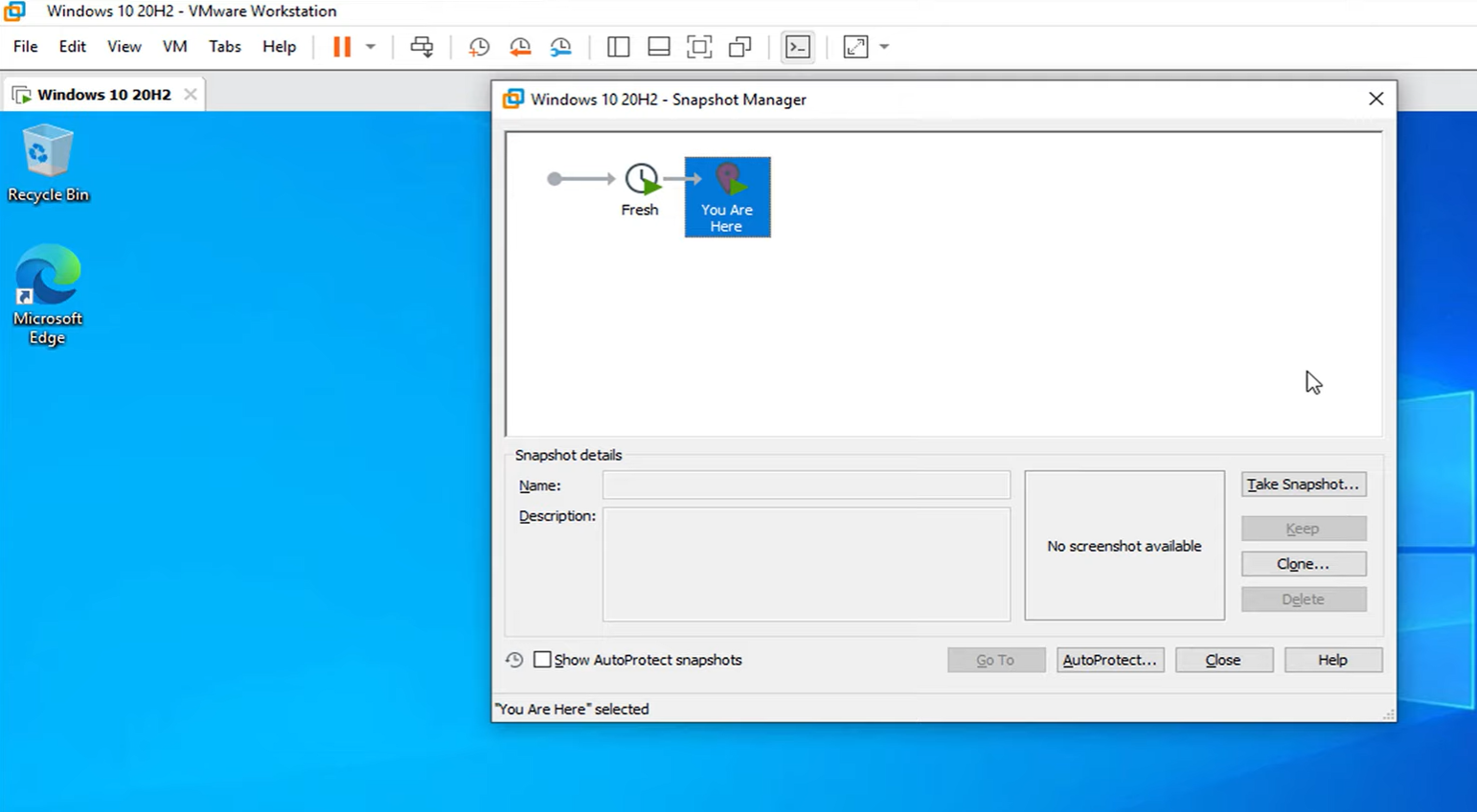 VMware Workstation 16 Pro Snapshot Manager