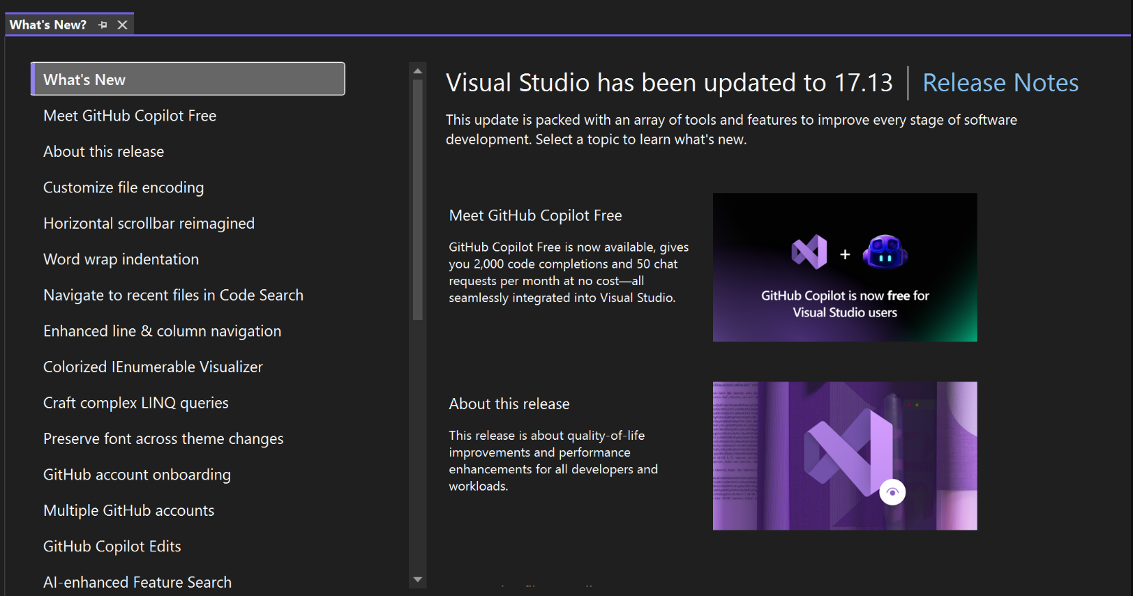 Visual Studio 2022 New Features