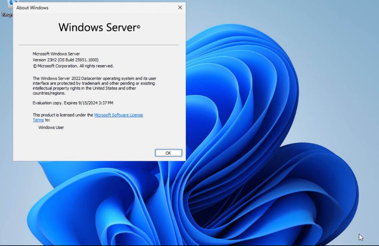 Windows Server 2022 Datacenter Interface